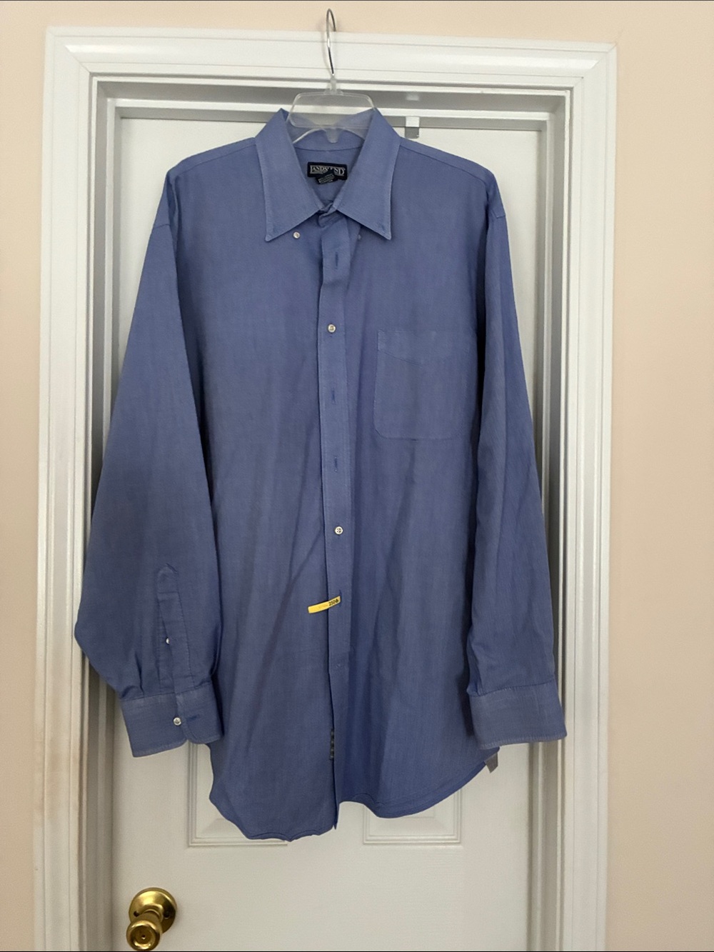 Lands' End Men's 18.5 Blue Long-Sleeve Dress Shirt